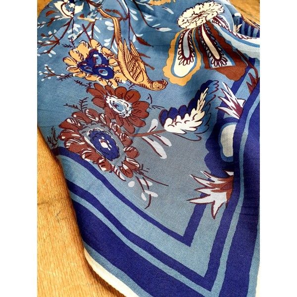 Inoui Editions šilko ir medvilnės skara PAGODE BLUE